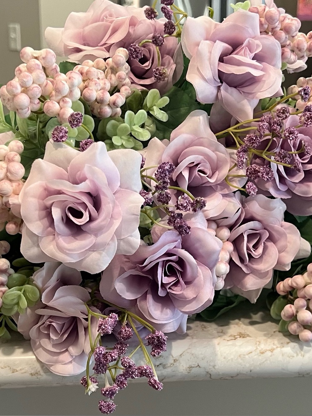 Unbranded Lavender Rose Bouquet Artificial Floral Arrangement